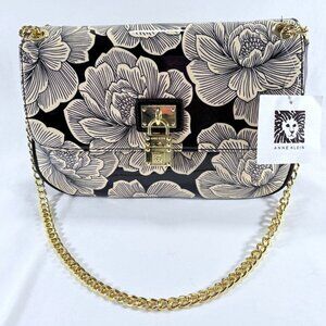 Anne Klein Sweet Charity II Floral Patten Leather Crossbody Shoulder Purse NWT